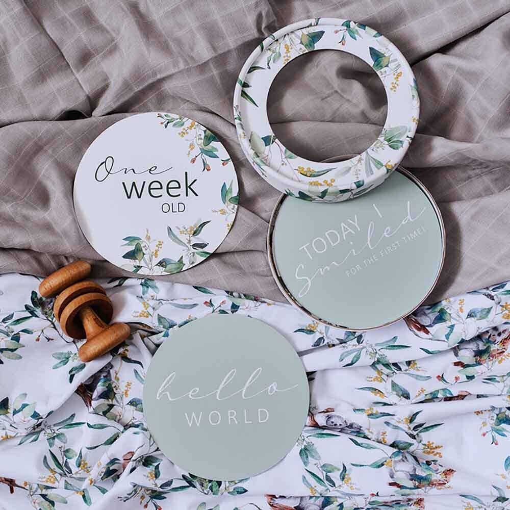 Snuggle Hunny Eucalypt & Sage Reversible Milestone Cards