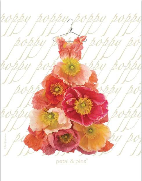 BLOOMHAUS MELBOURNE teatowel Poppy Dress Petal and Pins | Premium Linen Australian Made Tea towels and Matching Greeting Cards