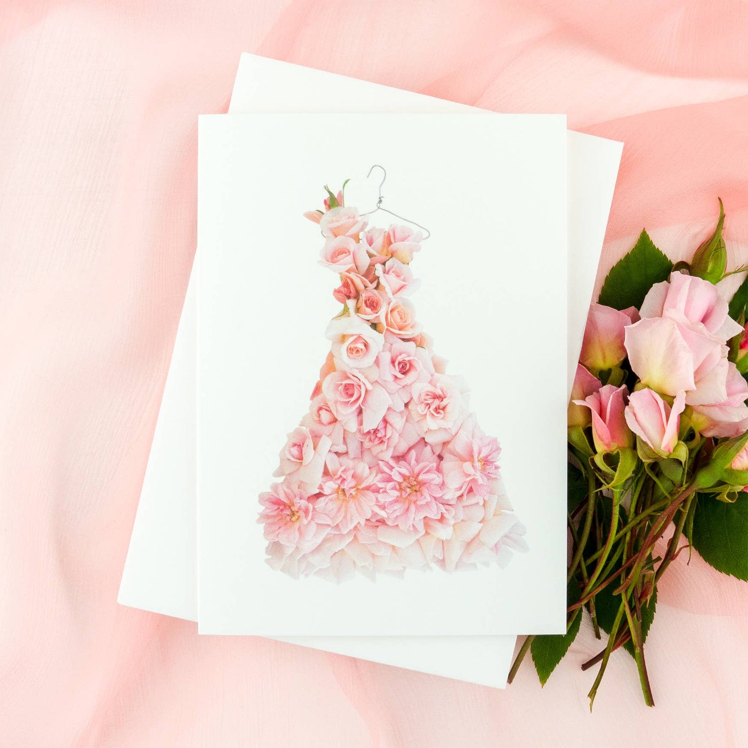 Cécile Brünner Rose Dress – Floral Greeting Card - BLOOMHAUS MELBOURNE