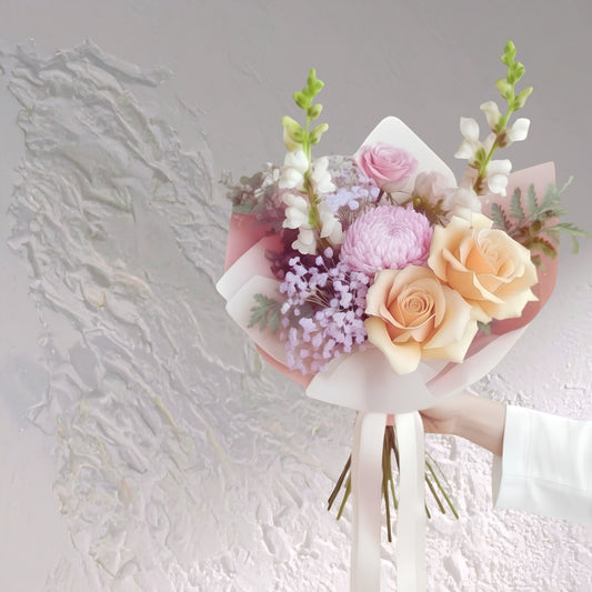 Pastel Pop reflexed roses by BLOOMHAUS MELBOURNE, showcasing vibrant pastel-colored flowers arranged in a bouquet.