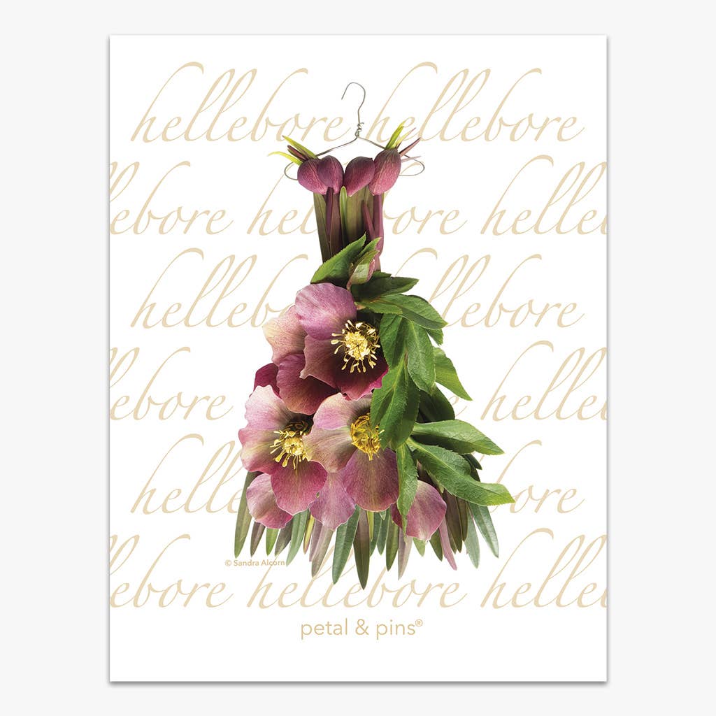 Linen Tea Towel - Crimson Hellebore Dress - Floral Design - BLOOMHAUS MELBOURNE