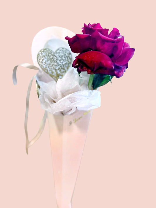 BLOOMHAUS MELBOURNE flower arrangement AS DISPLAYED RED First Love - Perfect Single Red Rose with Vintage Heart for Valentines Day