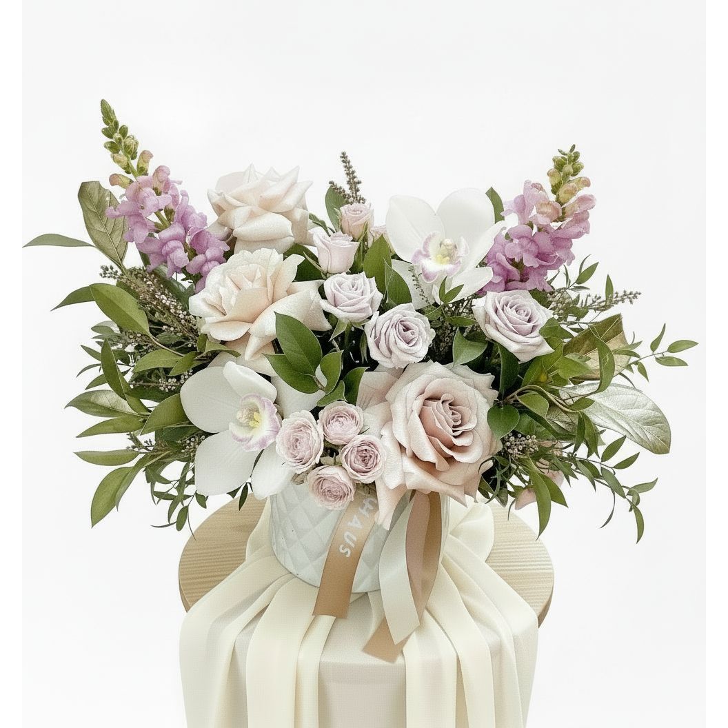 Je t’aime - Pretty Pastel Flower Arrangement in a Ceramic Pot ...