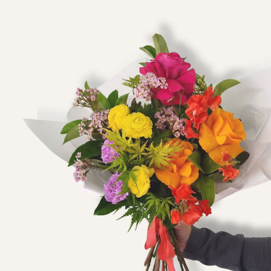 Bright, cheerful Fruit Burst bouquet by BLOOMHAUS MELBOURNE featuring colorful, vibrant flowers in a lively floral arrangement.