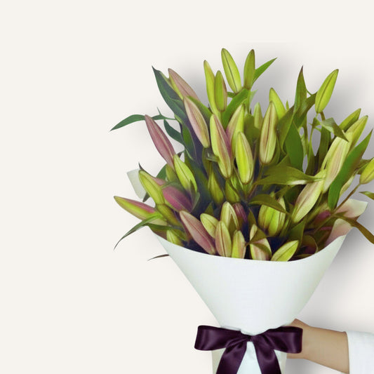 Bouquet of vibrant Oriental lilies arranged in a large floral display, showcasing the elegant blooms of BLOOMHAUS MELBOURNE.