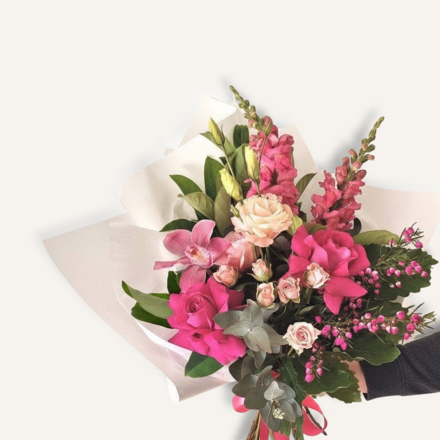 BLOOMHAUS MELBOURNE Flowers > reflexed roses Pretty Petals - reflexed fuchsia roses, snapdragons & seasonal blooms