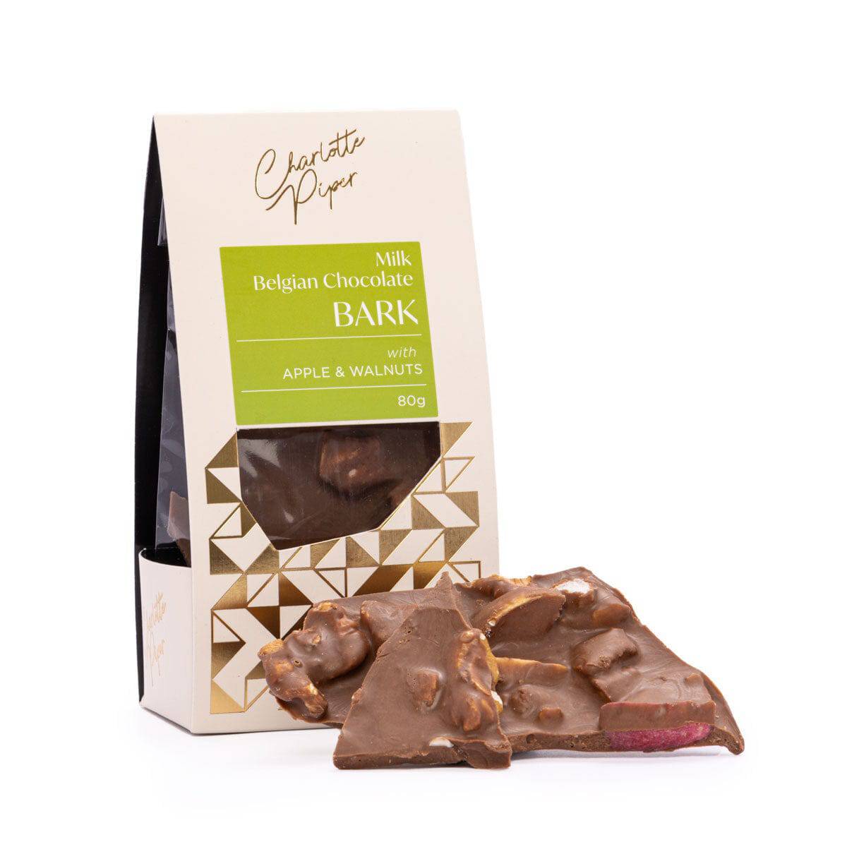 BLOOMHAUS MELBOURNE Milk Belgian Chocolate Bark with Apple and Walnut Charlotte Piper Chocolate Bark