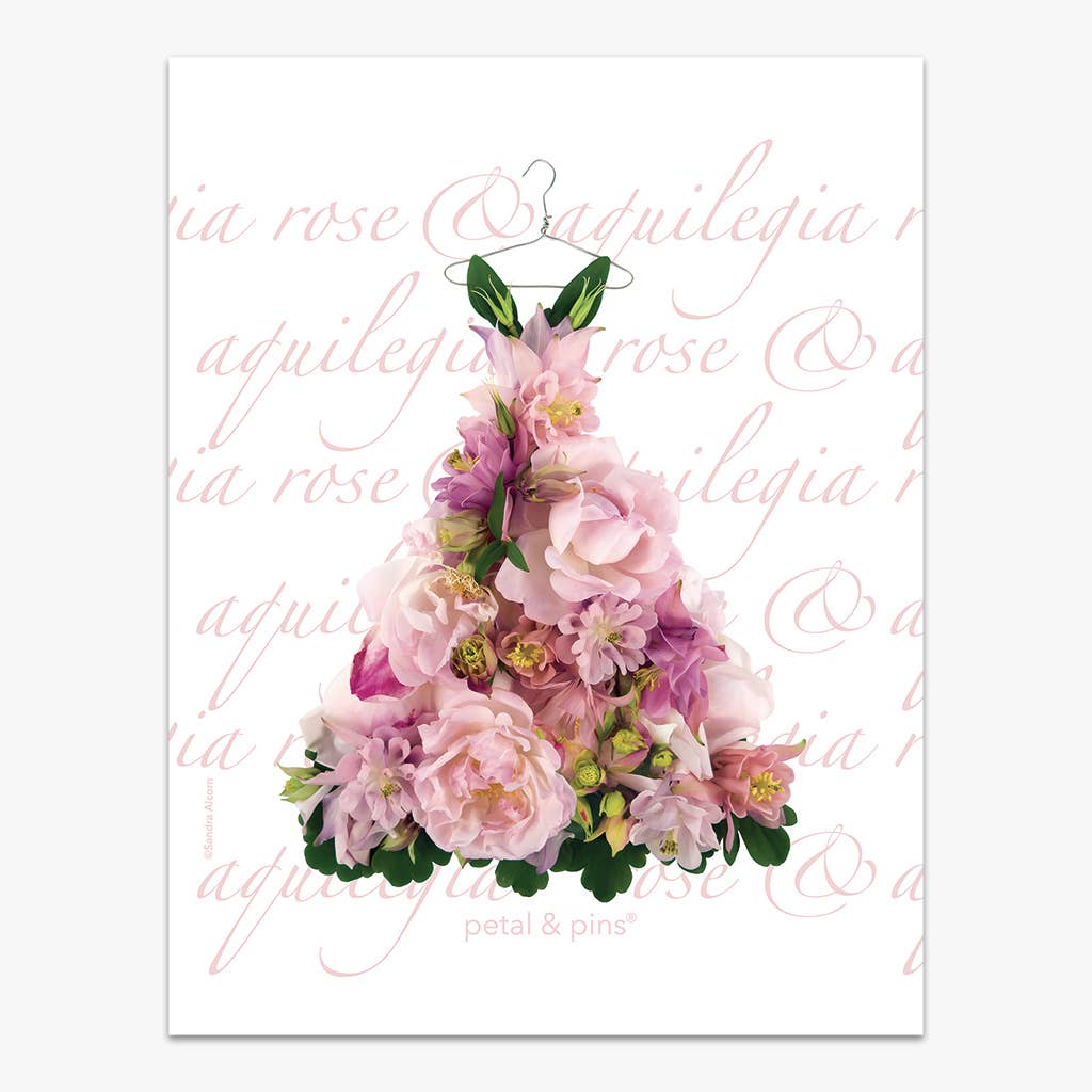 Linen Tea Towel - Aquilegia & Rose Dress - Floral Design - BLOOMHAUS MELBOURNE