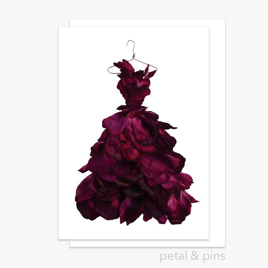 Red Wine Rose Gown – Floral Greeting Card - BLOOMHAUS MELBOURNE