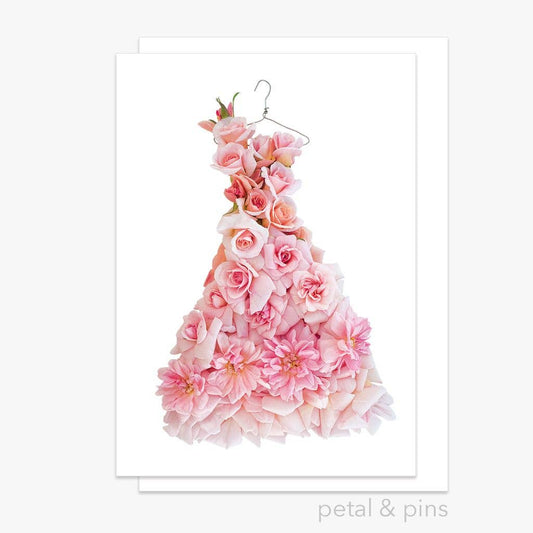petal & pins greeting card Cécile Brünner Rose Dress – Floral Greeting Card