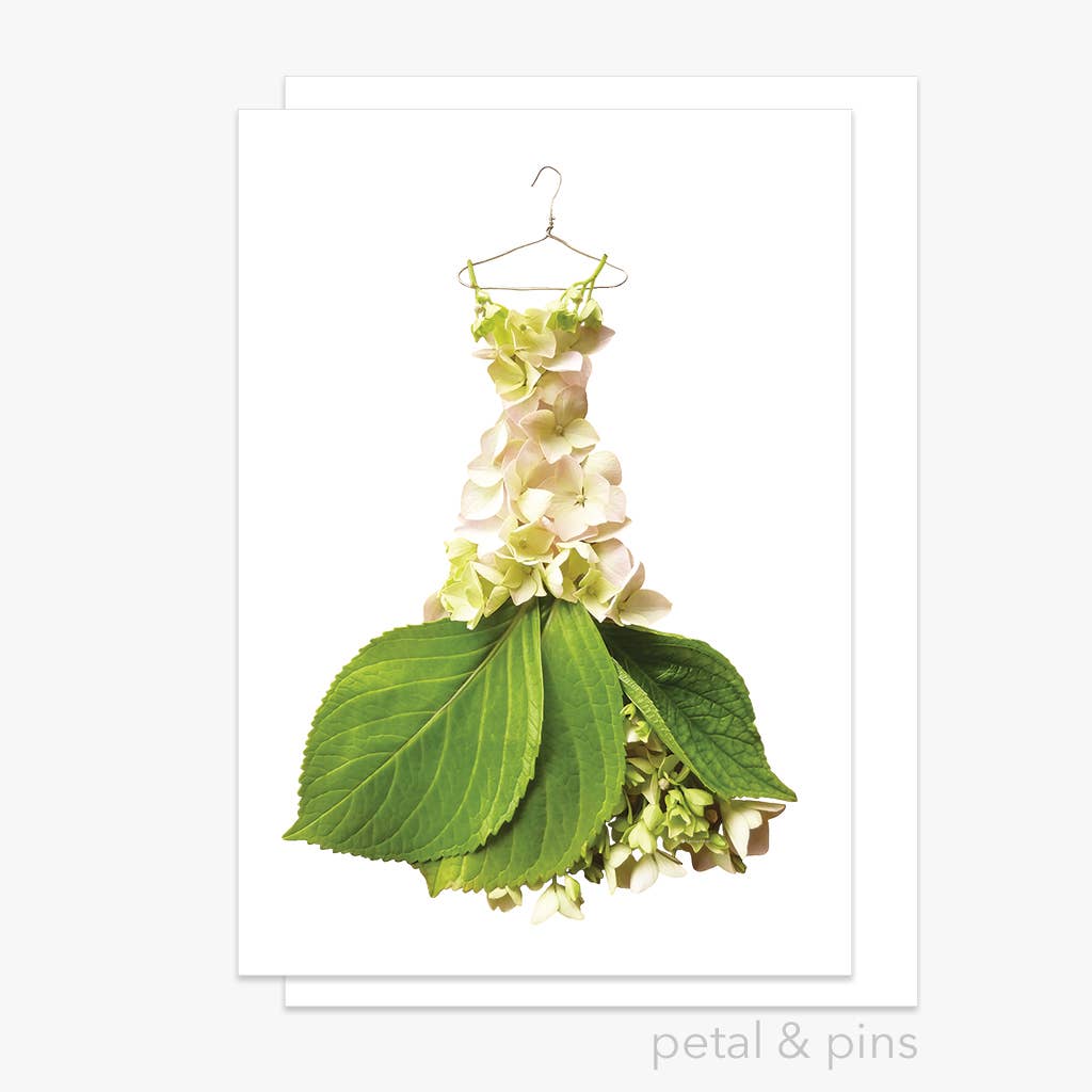 petal & pins greeting card Cream Hydrangea Gown – Floral Greeting Card