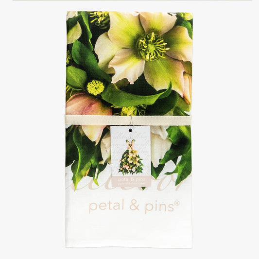 petal & pins teatowel Linen Tea Towel - Romance Dress - Floral Design