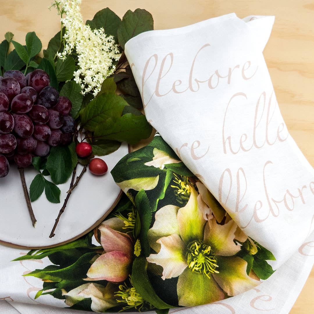 petal & pins teatowel Linen Tea Towel - Romance Dress - Floral Design