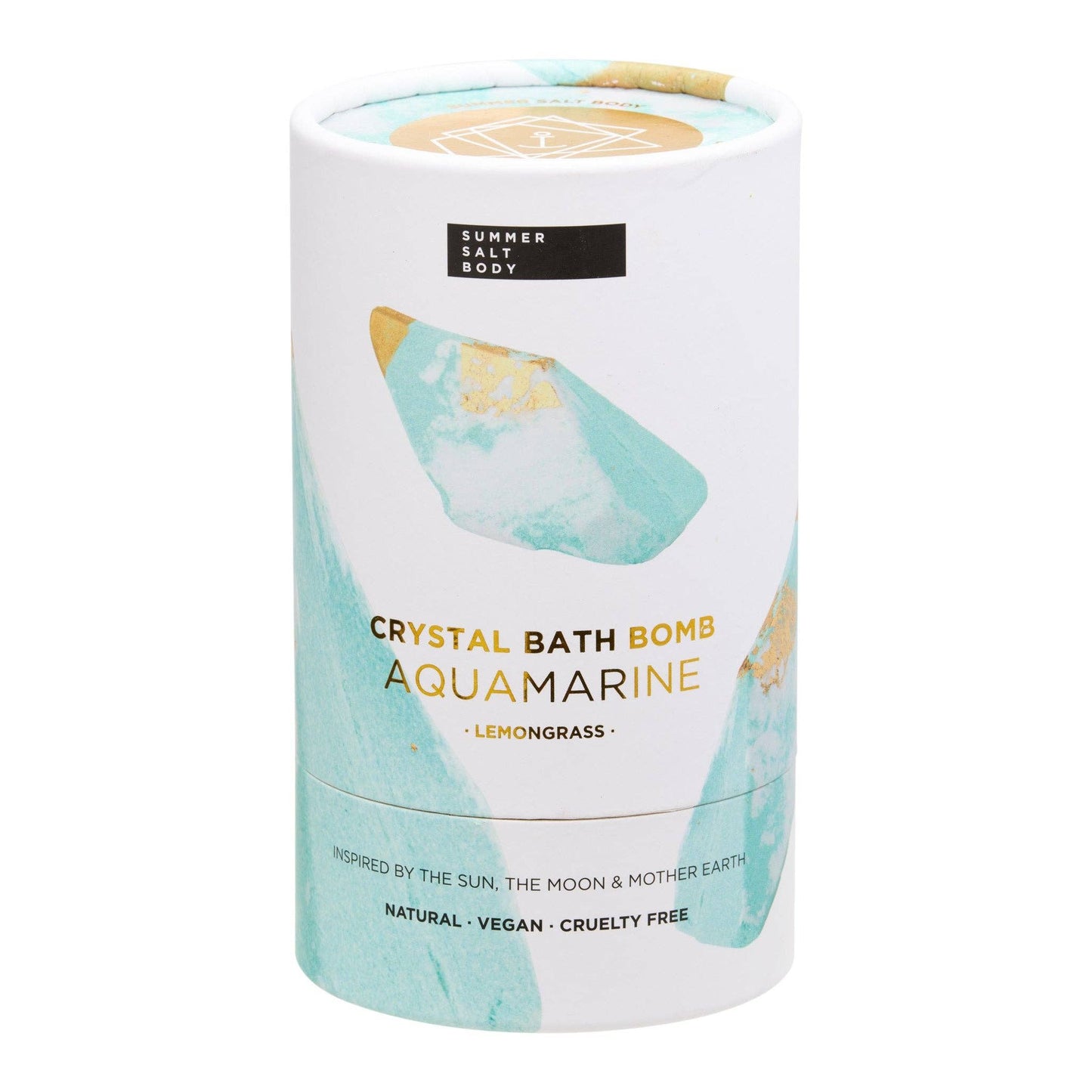 Summer Salt Body Crystal Bath Bomb - Aquamarine - Lemongrass