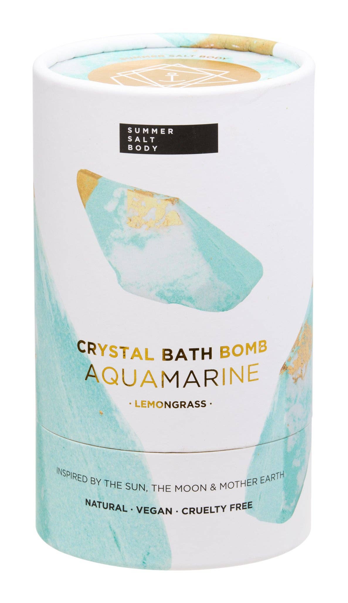 Summer Salt Body Crystal Bath Bomb - Aquamarine - Lemongrass