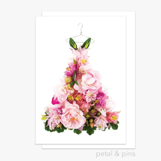 Aquilegia & Rose Dress – Floral Greeting Card - BLOOMHAUS MELBOURNE