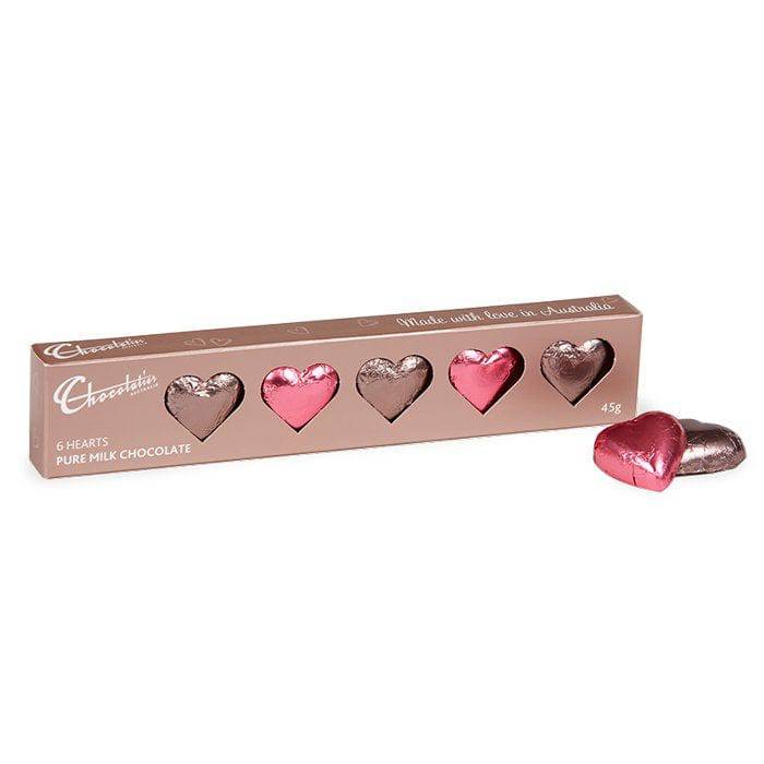 BLOOMHAUS MELBOURNE 45g Solid Milk Chocolate Hearts - Pink & Mocha