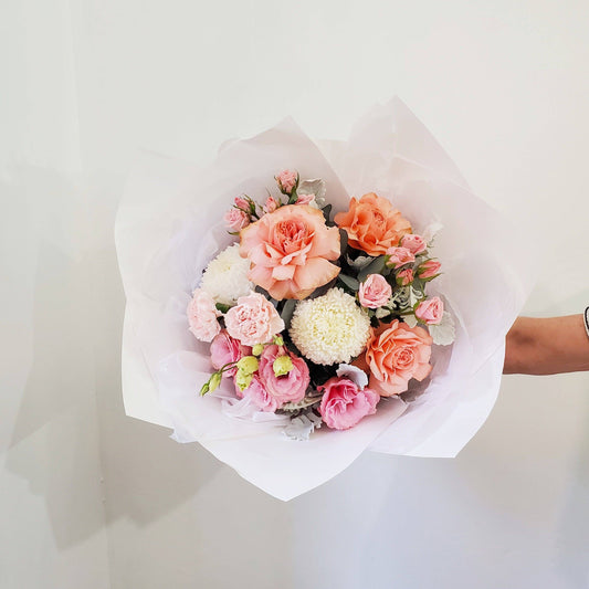 Blushing Blooms -  Pastel Reflexed Roses & Seasonal Flowers