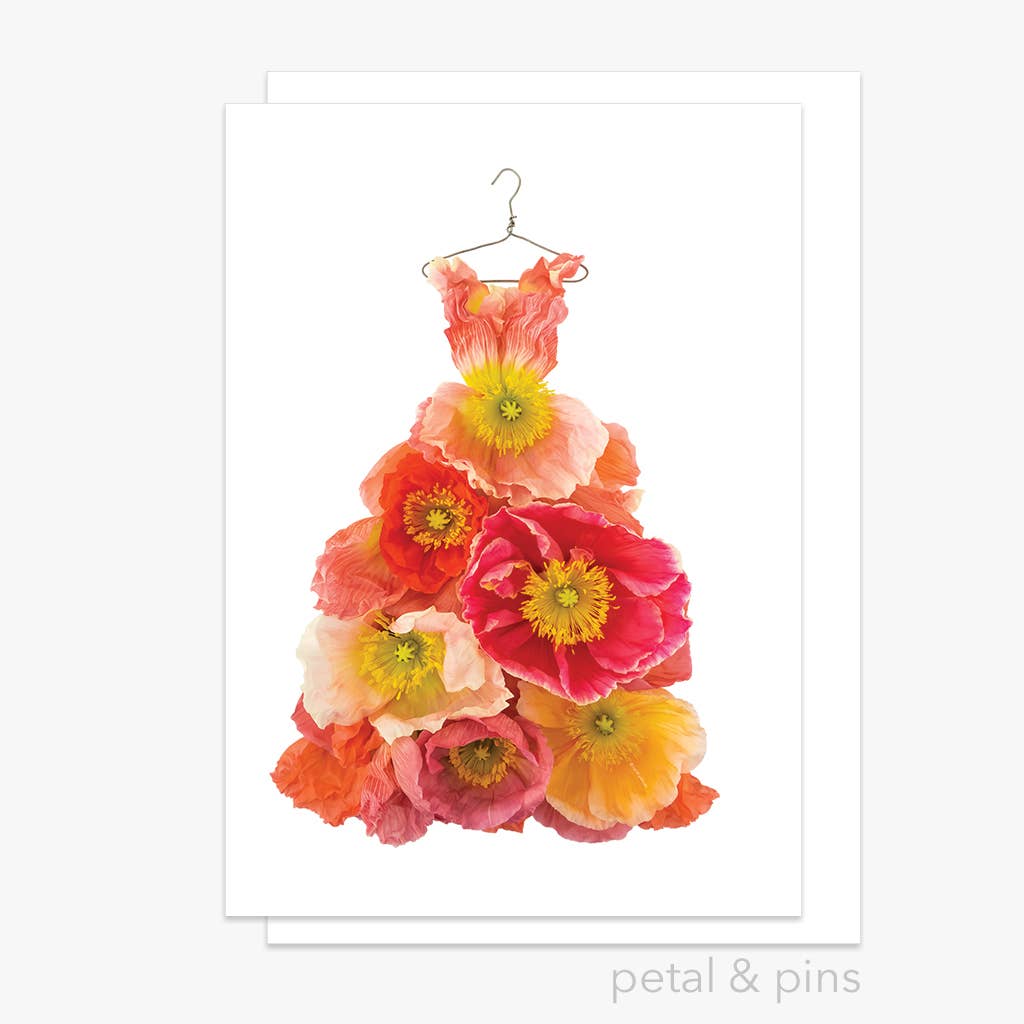 petal & pins greeting card Poppy Dress – Floral Greeting Card