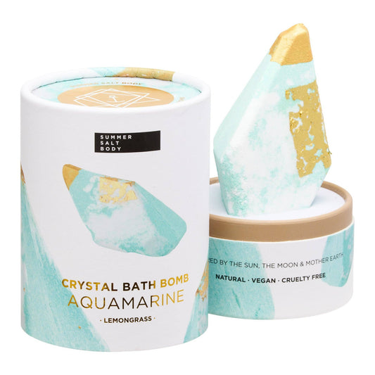 Summer Salt Body Crystal Bath Bomb - Aquamarine - Lemongrass